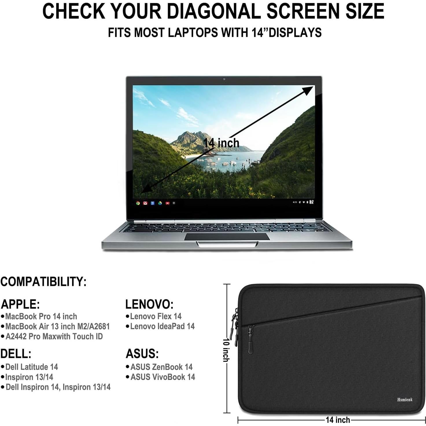 Funda para Laptop 14" Hsmienk Negra Resistente al Agua
