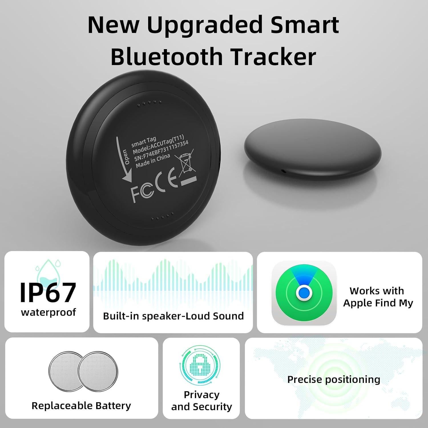 Rastreador Bluetooth Pepisk Air Tag - Localizador de Equipaje Negro