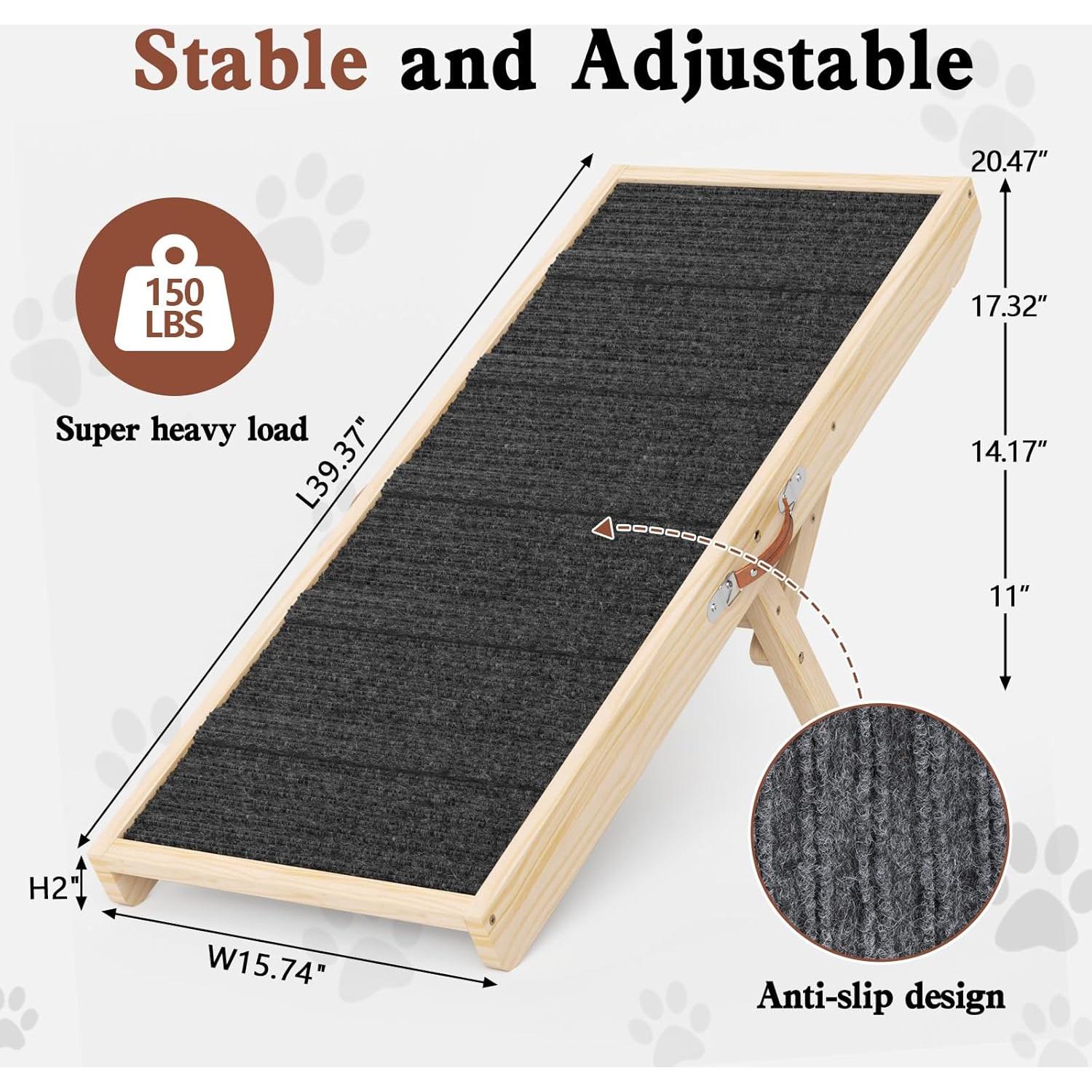 Rampa Plegable para Perros Chuiendi 100 cm Ajustable 28-52 cm