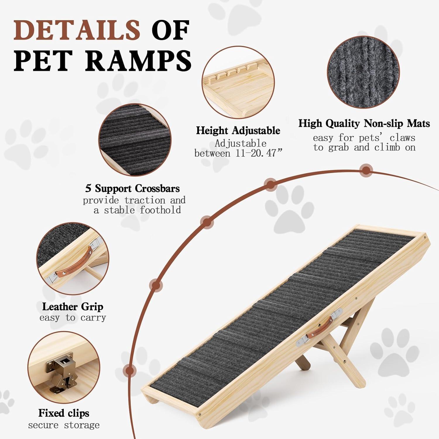 Rampa Plegable para Perros Chuiendi 100 cm Ajustable 28-52 cm