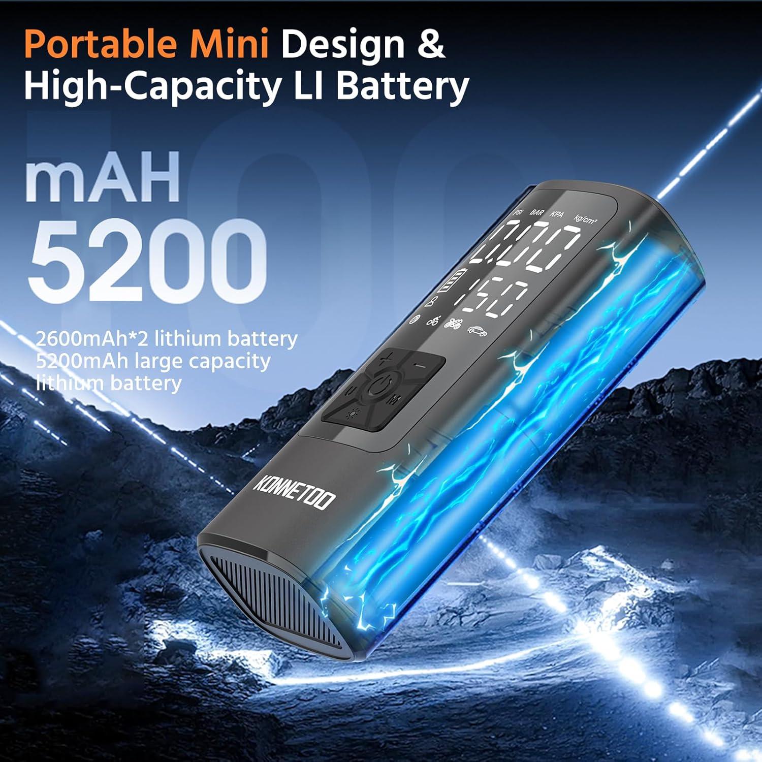 Inflador Portátil KONNETOO Compresor de Aire 150 PSI