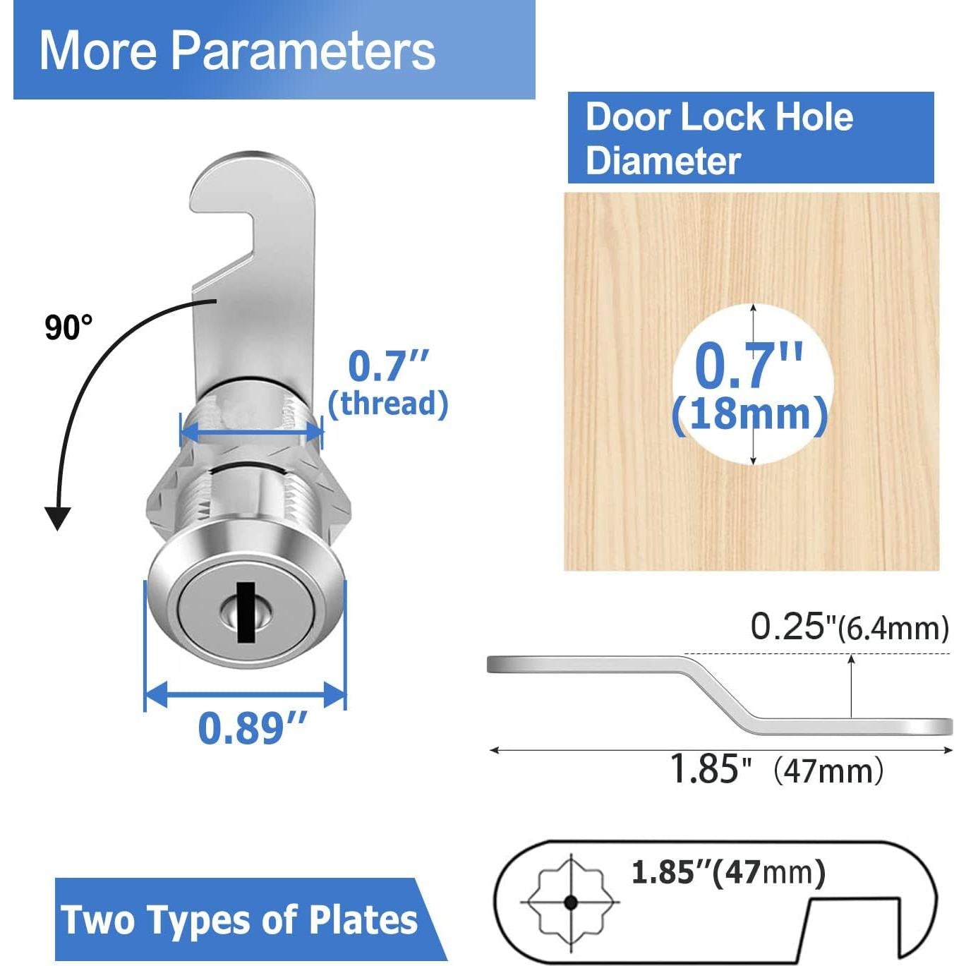 Cerraduras de Cam Sissinda 30mm con Llave Igual - 5 Piezas