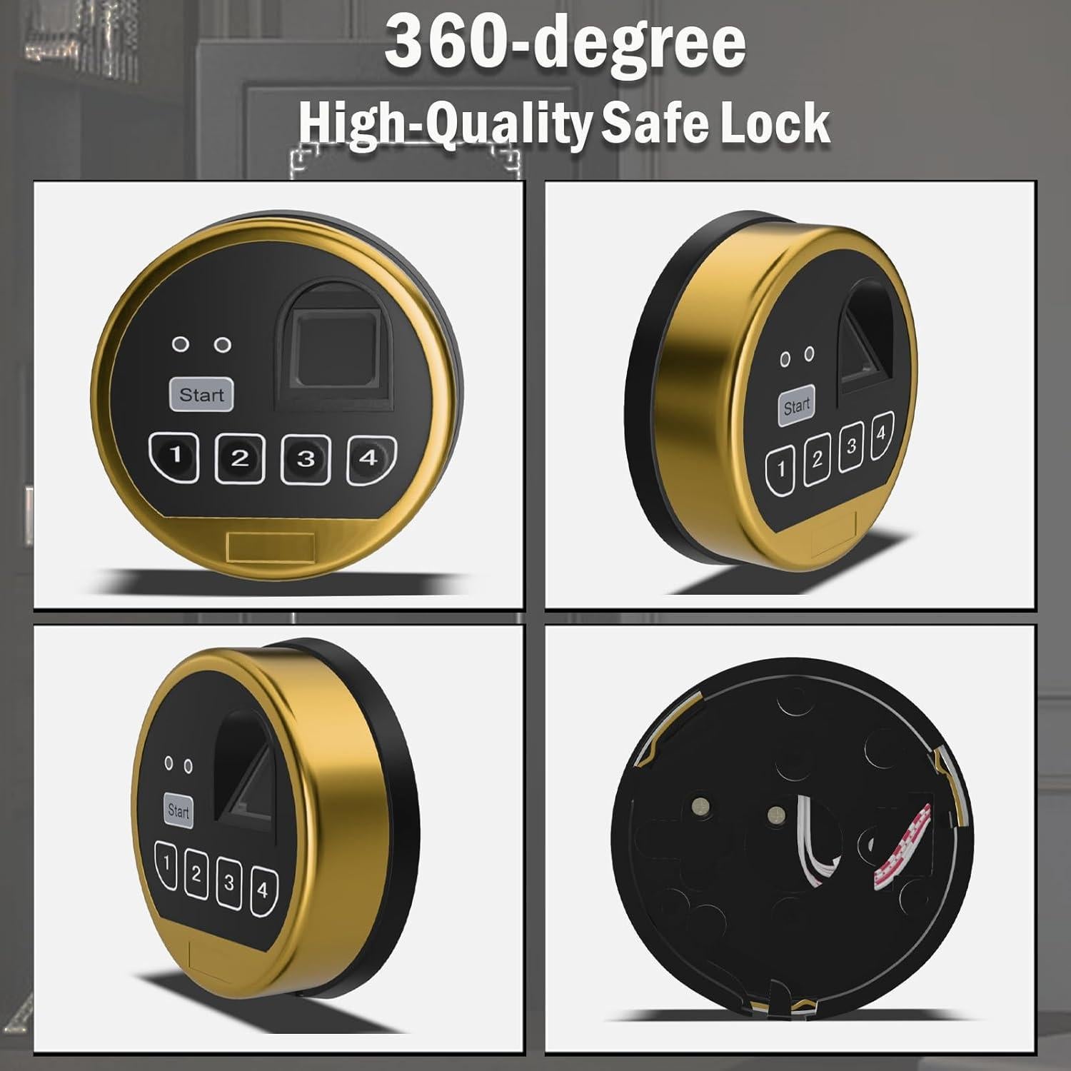 Cerradura Electrónica de Seguridad WAH LIN con Huella Dactilar y Teclado Dorado