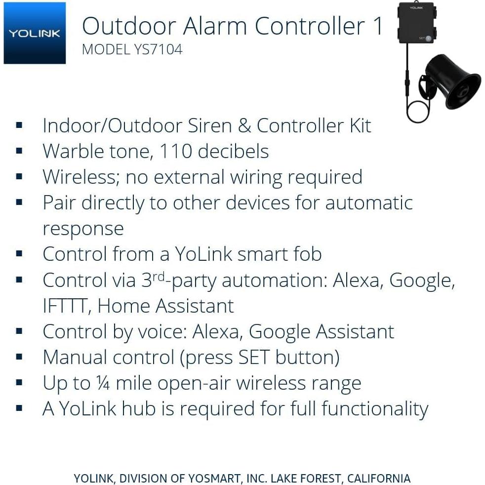 Kit Alarma Inteligente YoLink con Sirena 110 dB Inalámbrica