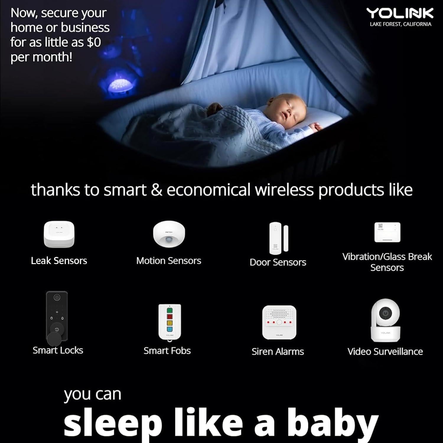 Kit Alarma Inteligente YoLink con Sirena 110 dB Inalámbrica