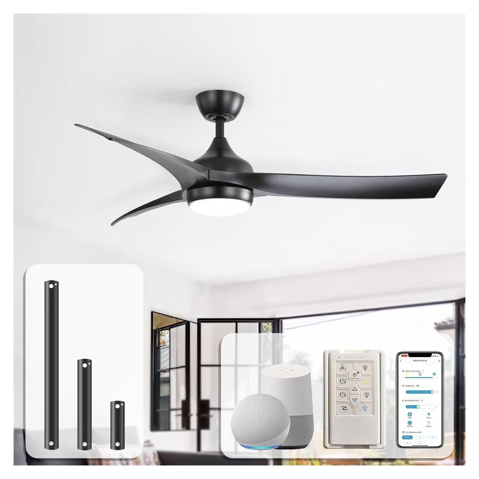 Ventilador de Techo Inteligente Sofucor 132cm con Luz y Control Remoto