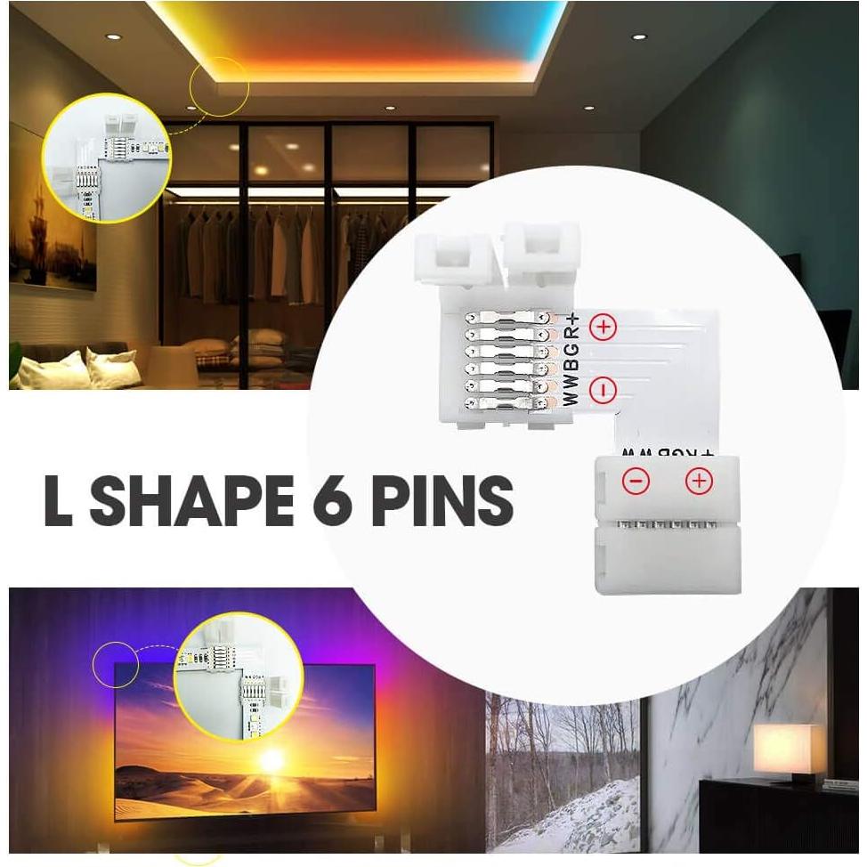 Conectores LED RGBWW 6 pines GIDERWEL 12mm paquete de 6