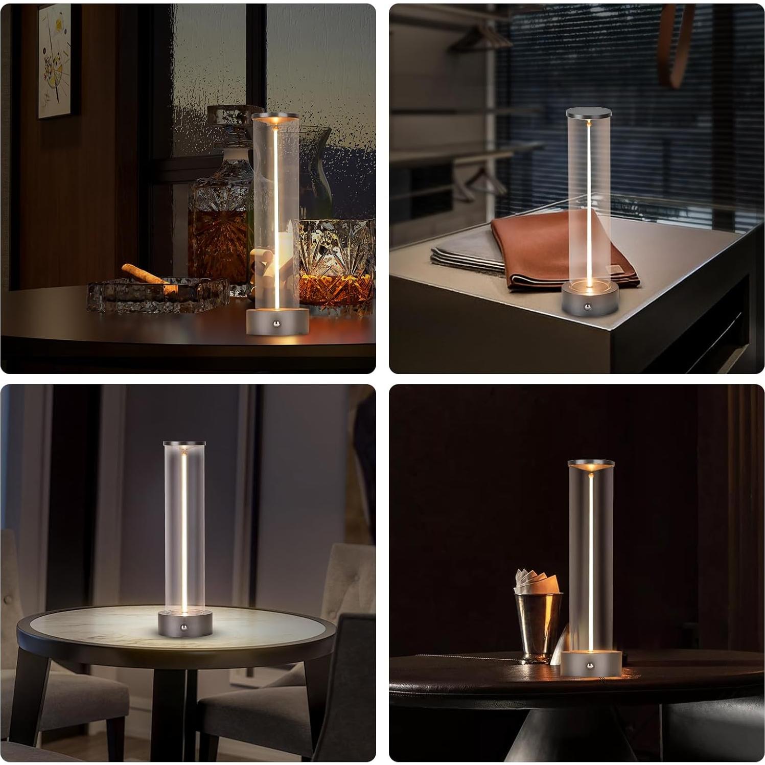 Lámpara de Mesa LED Inalámbrica YYXGOOB C-Silver 3 Niveles