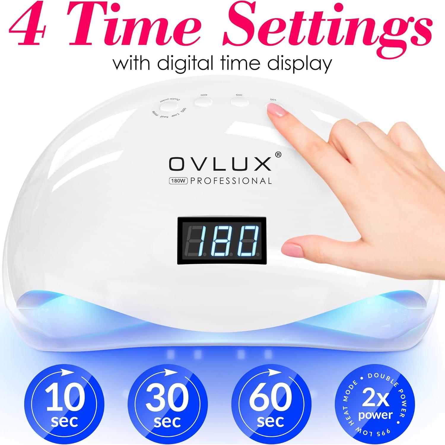 Lámpara de Uñas UV LED OVLUX 180W con Adaptador - Secador Rápido