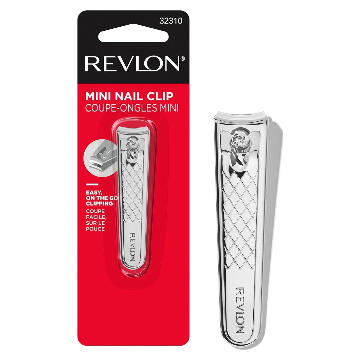 Revlon Compact Nail Clipper, Small Mini Design, Perfect for Travel, Use to Trim Fingernails and Toenails, Stainless Steel, 1 Count