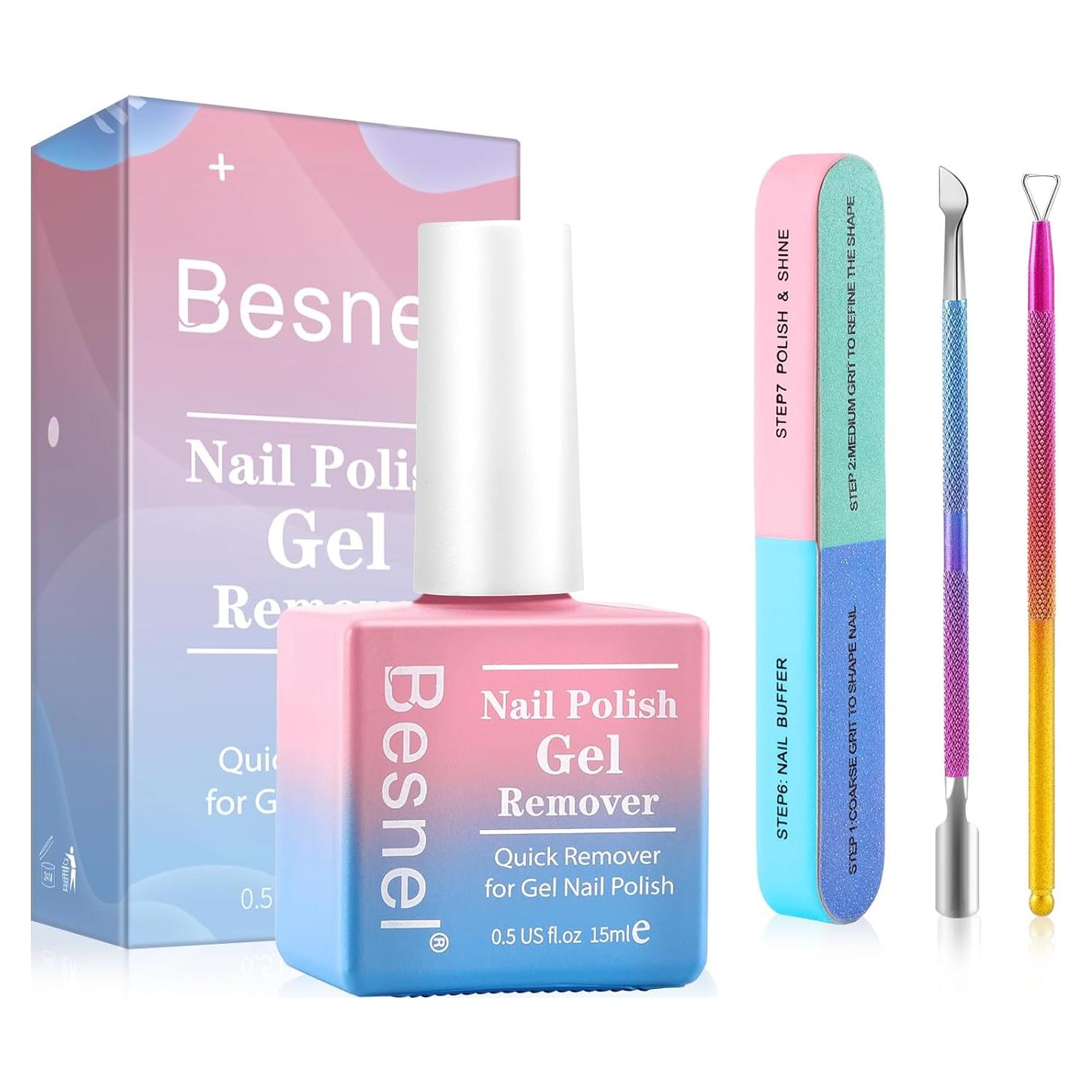 Removedor de Esmalte de Uñas en Gel BESNEL 15 ml Kit Profesional