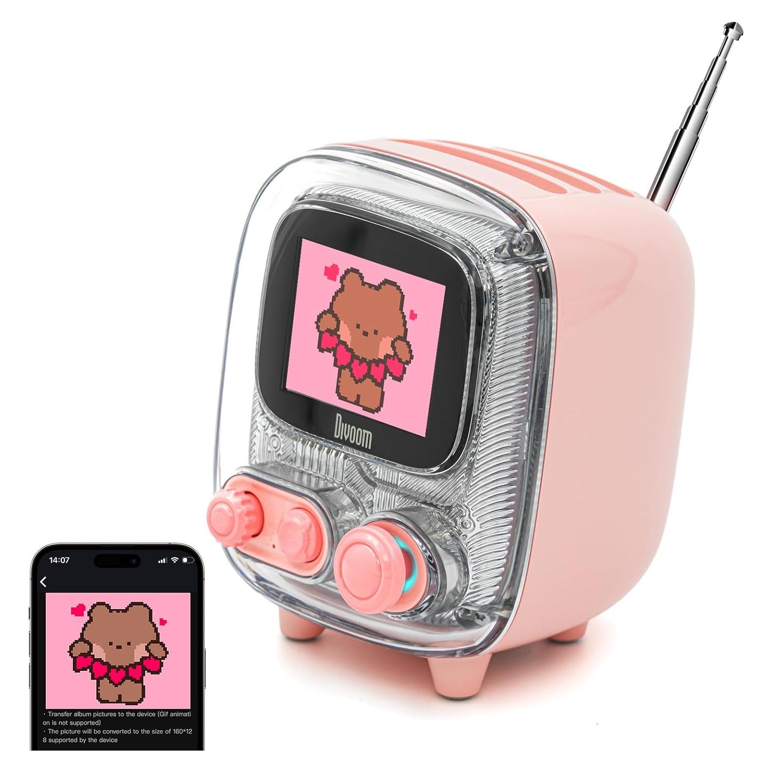 Divoom Tiivoo-2 Altavoz Bluetooth Retro Rosa con Radio FM