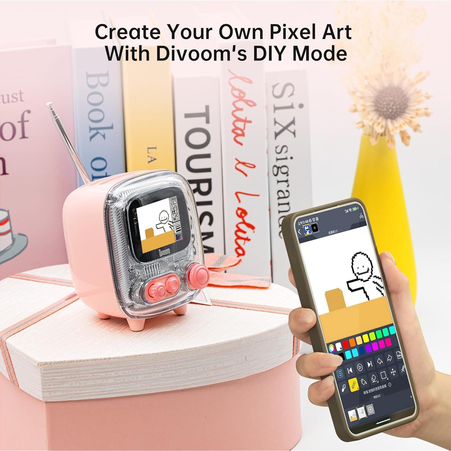 Divoom Tiivoo-2 Altavoz Bluetooth Retro Rosa con Radio FM