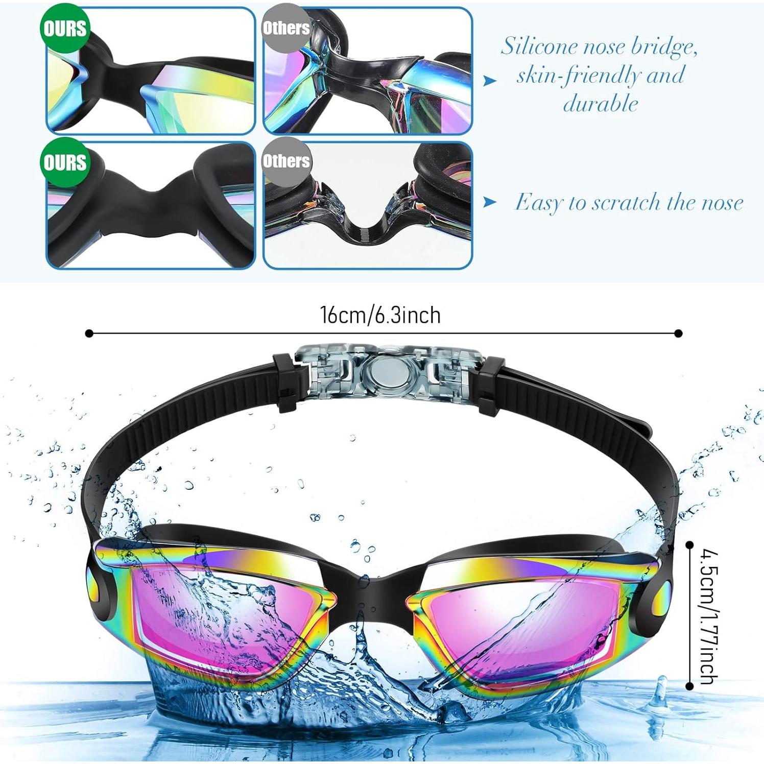 Konohan 10 Gafas de Natación Antivaho Silicona para Adultos y Niños
