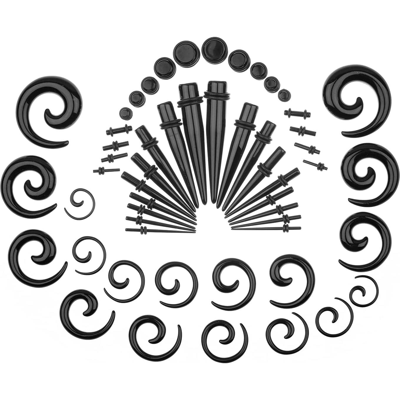 Kit de Estiramiento de Orejas Memsion 54 Piezas 1.6-10mm