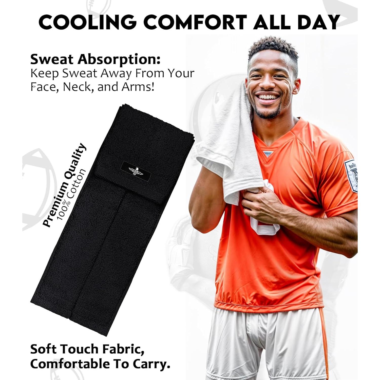 Toalla de Fútbol Exxact Sports Negra con Gancho y Bucle 50.8x10.16cm