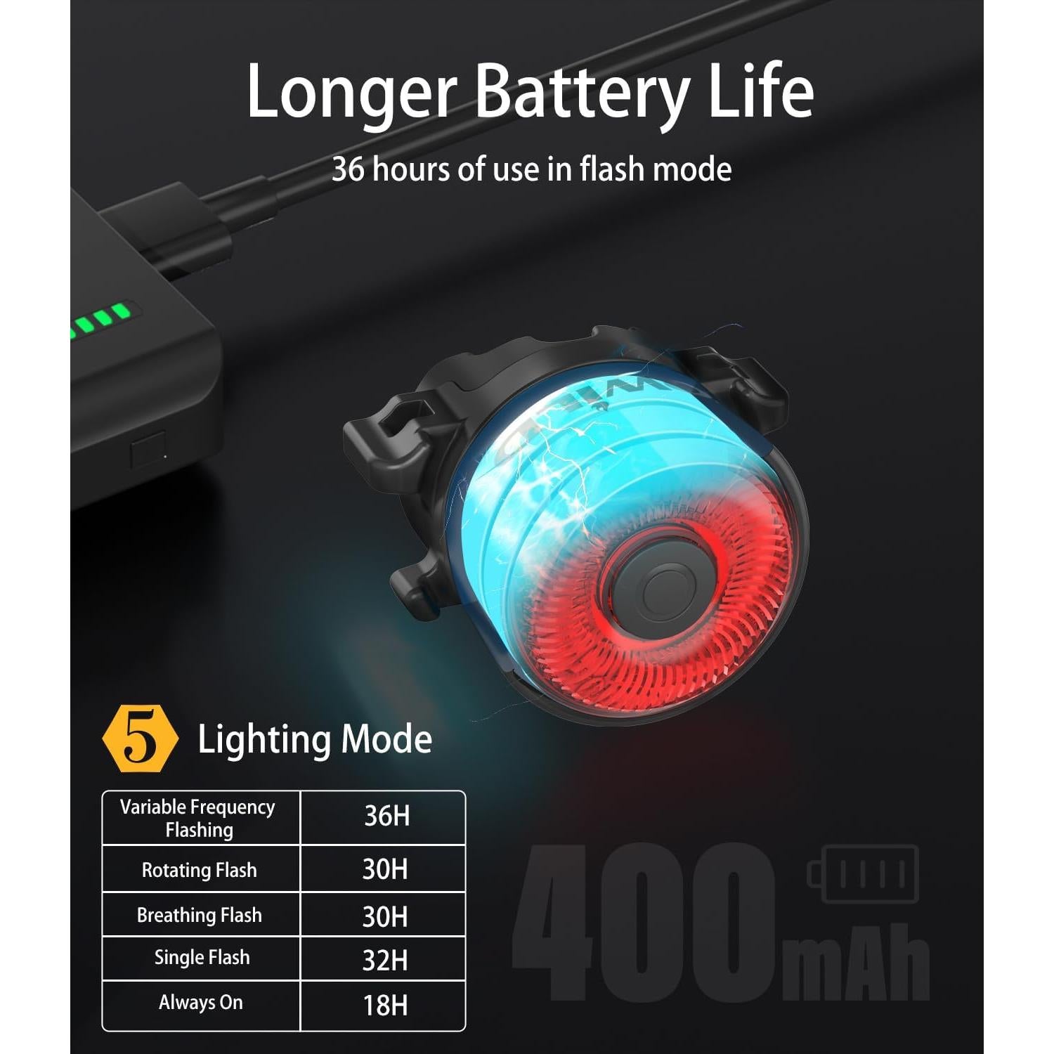 Luz Trasera de Bicicleta TOWILD TL03 LED Impermeable 400mAh
