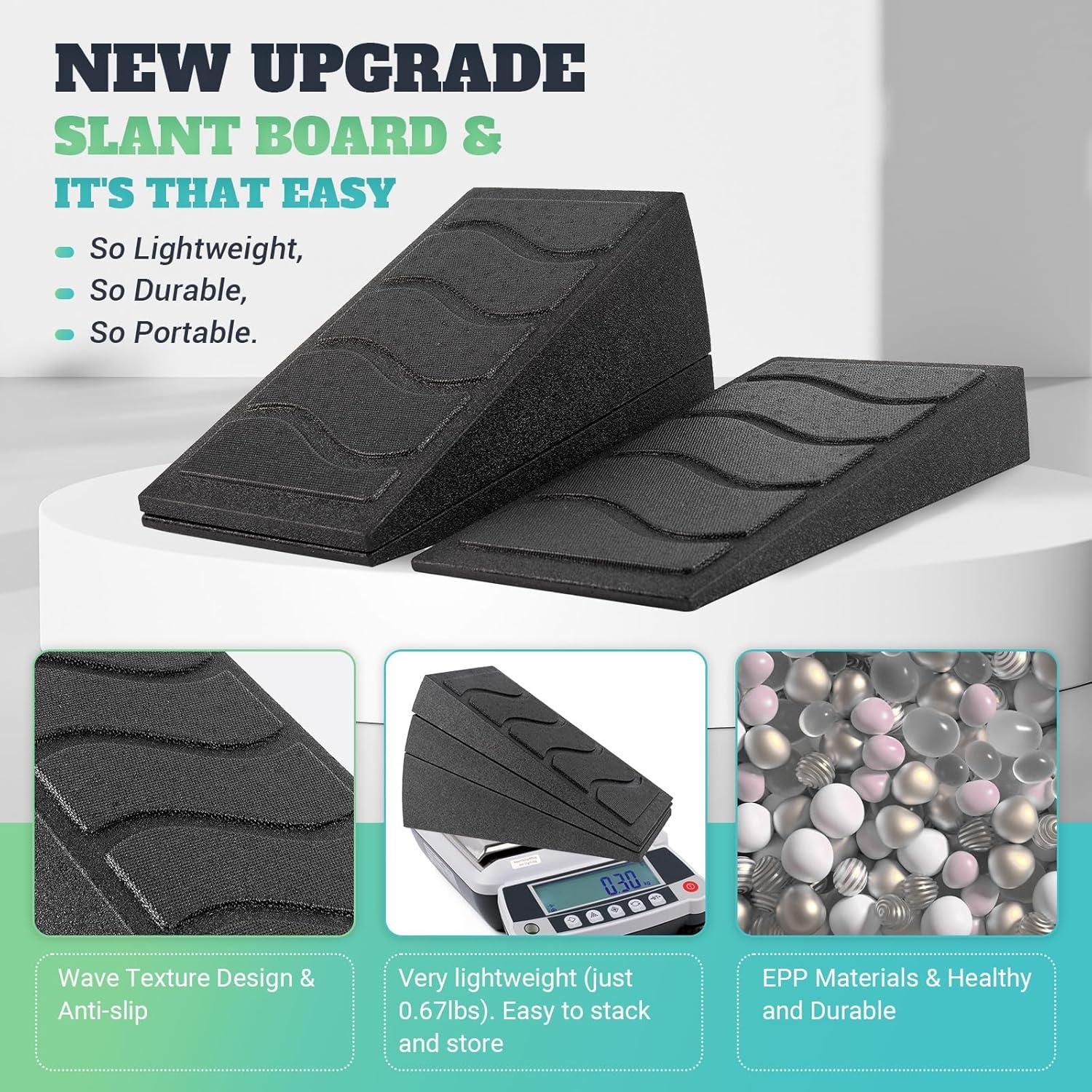 Tablero Inclinado para Estiramiento de Pantorrillas Nooncrazy, 5 Ángulos Ajustables, 217.72 kg