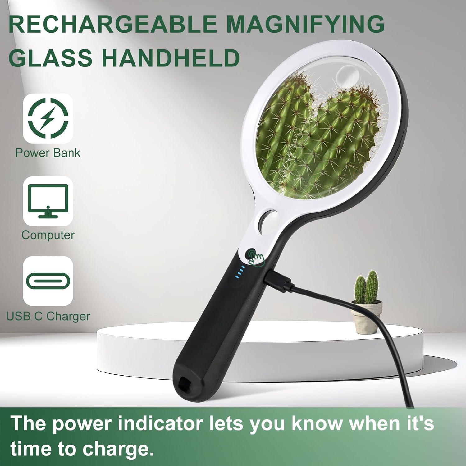 Lupa iluminada recargable BASEJKCO 4.3" 10X 20X 45X LED