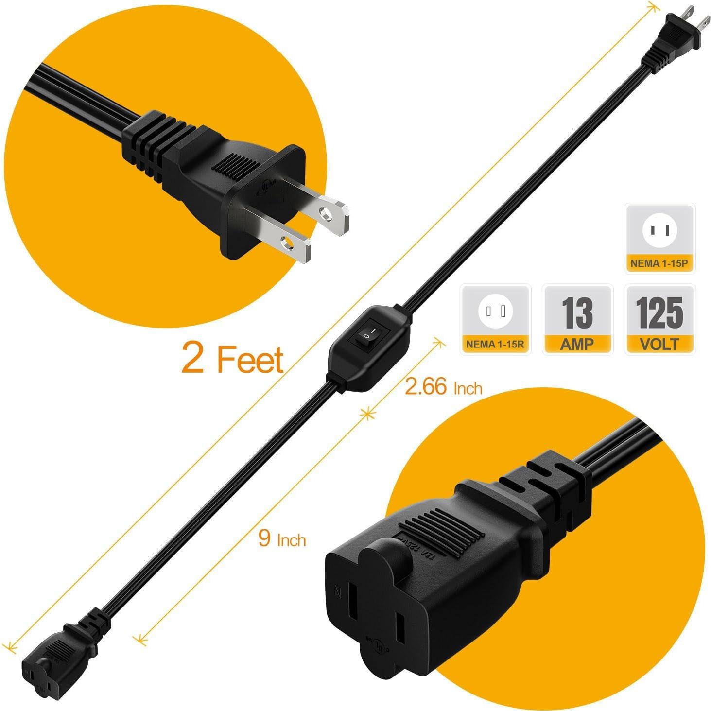 Cable de Extensión con Interruptor PluGrand 60cm 12A 125V
