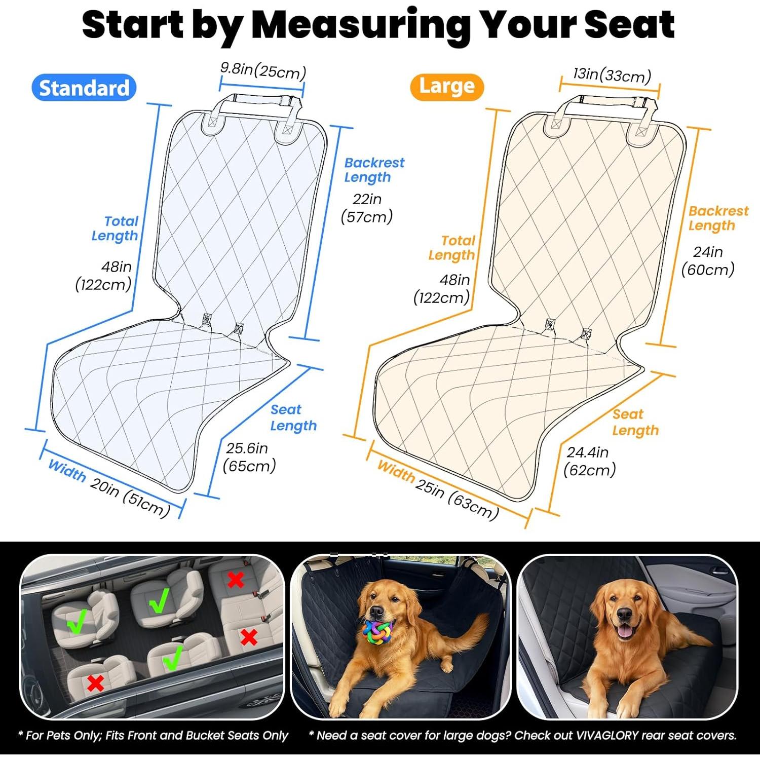 Funda de Asiento Delantero para Perros VIVAGLORY 63 cm Gris Jaspeado