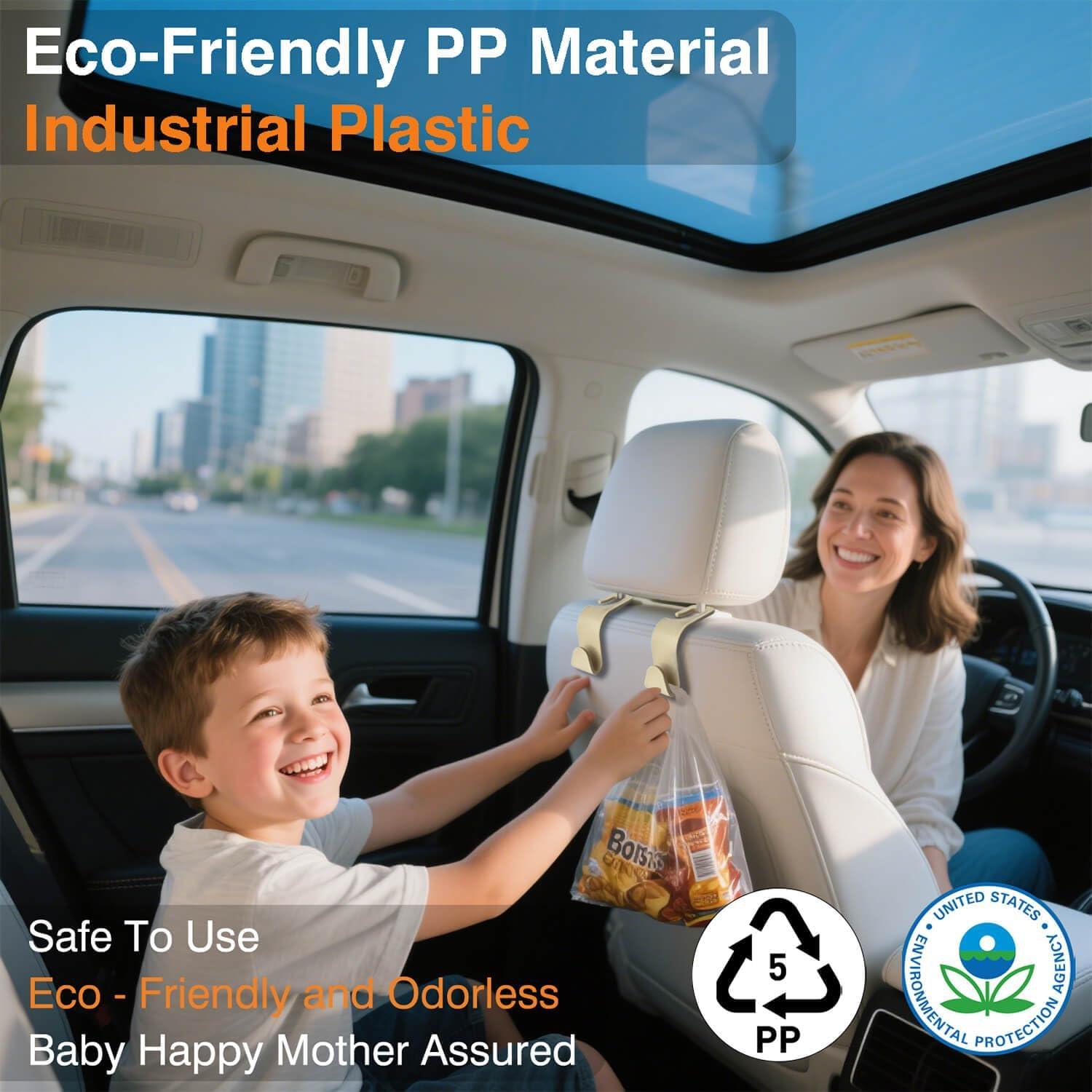 Gancho para Asiento de Coche Beige - Texturizado en Cuero, 20 kg