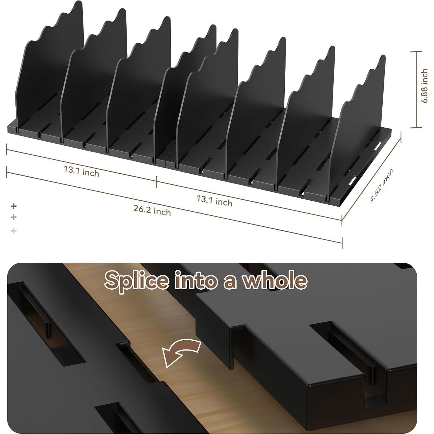 Organizador de Bolsos Ajustables SOYO - Divisores de Estante Negro