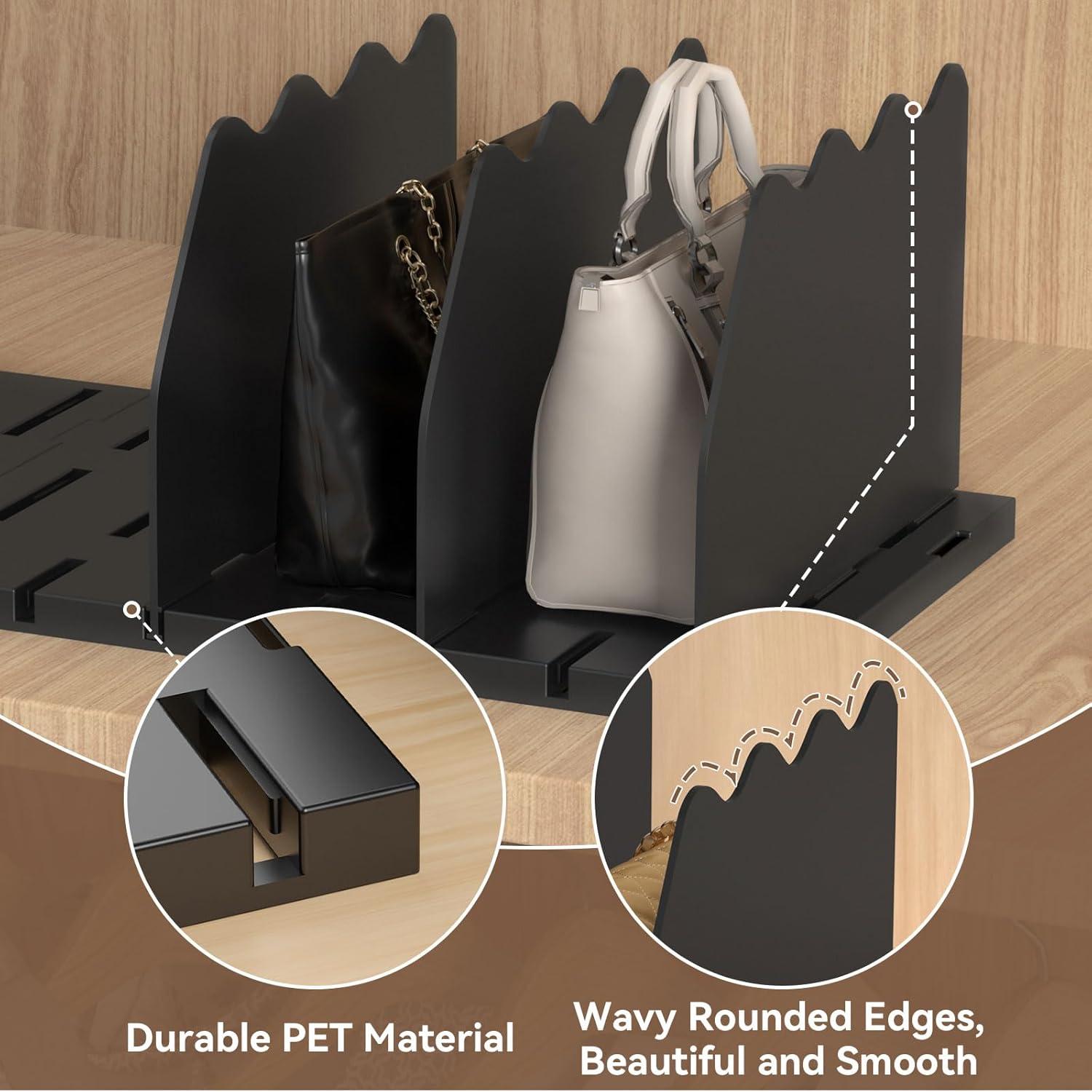 Organizador de Bolsos Ajustables SOYO - Divisores de Estante Negro