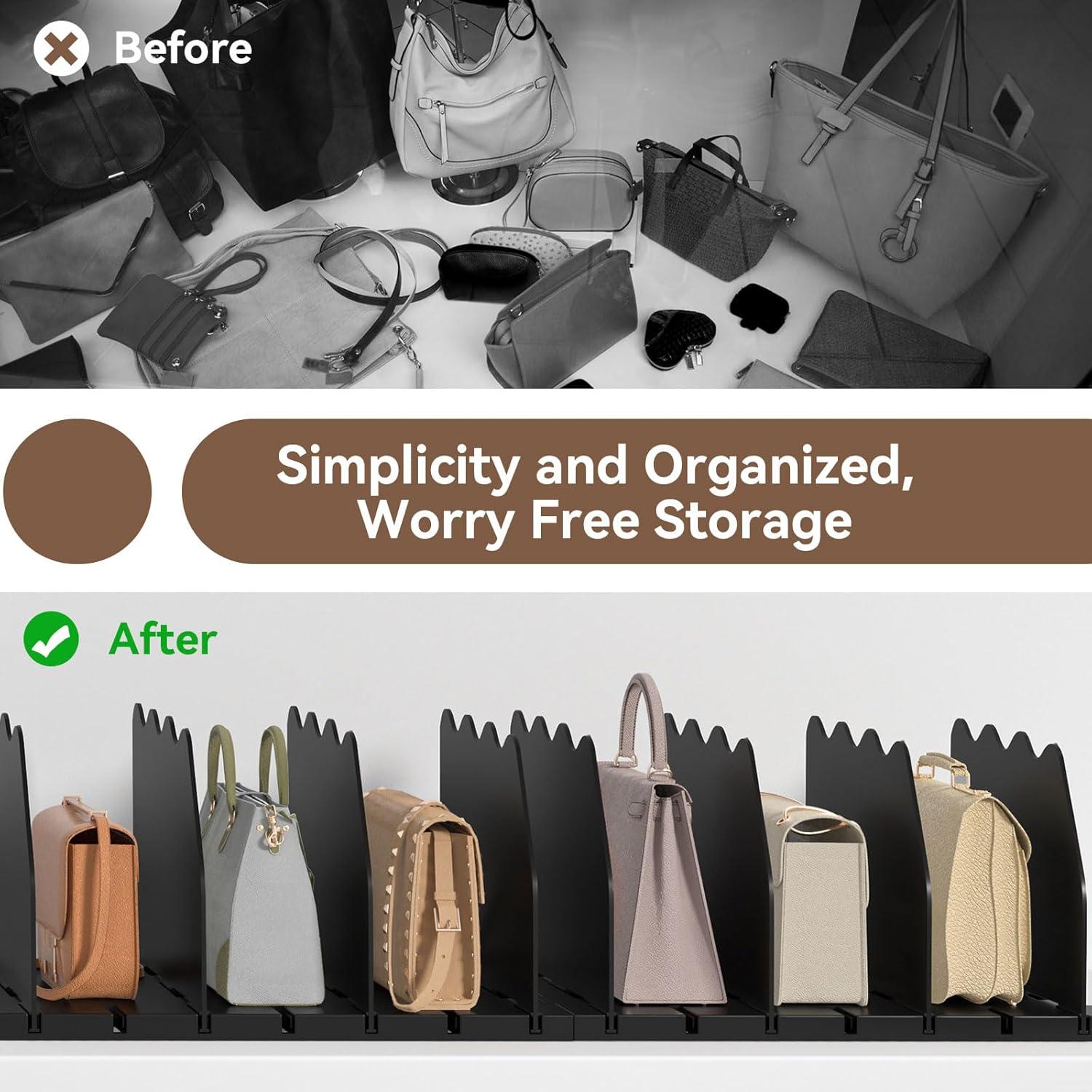 Organizador de Bolsos Ajustables SOYO - Divisores de Estante Negro