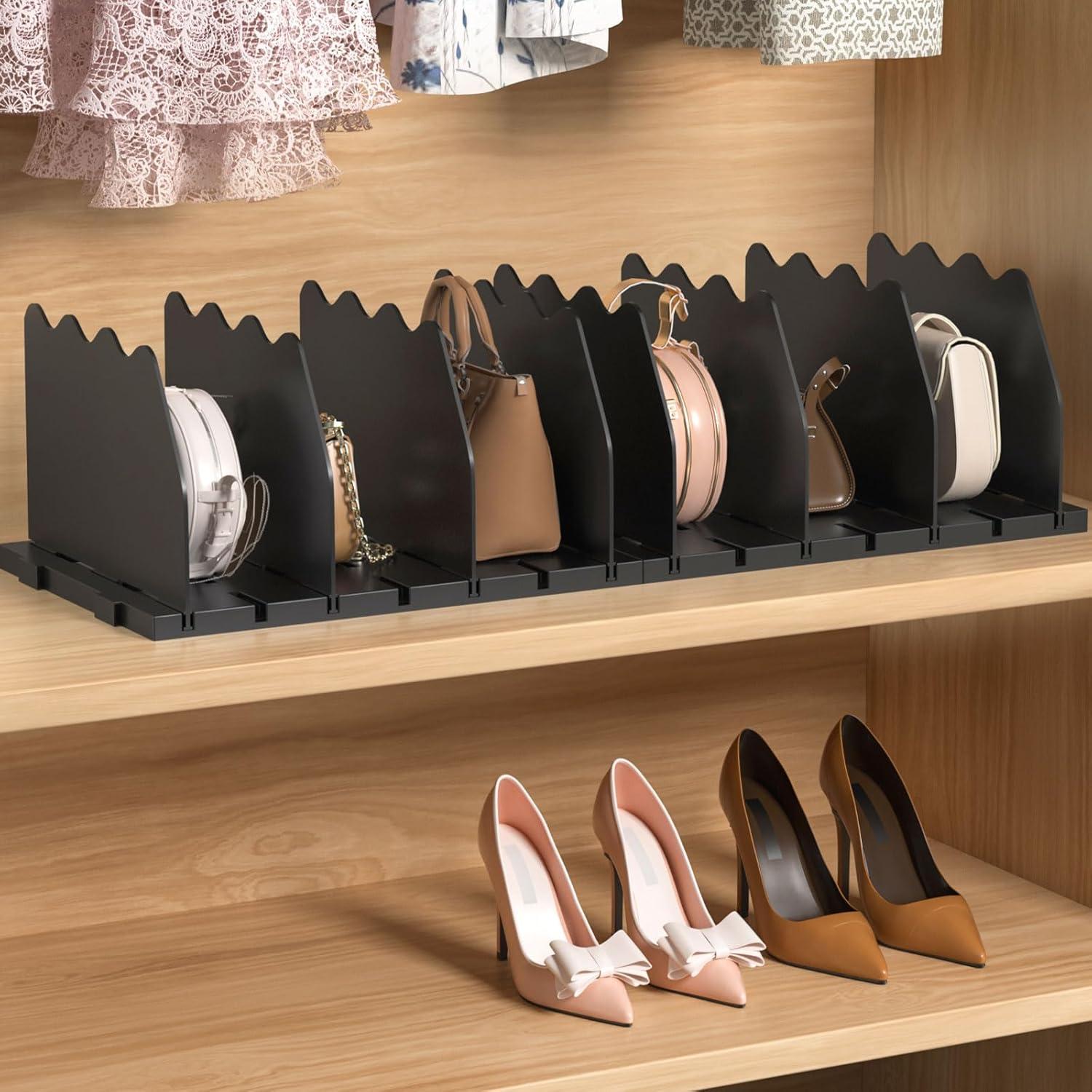 Organizador de Bolsos Ajustables SOYO - Divisores de Estante Negro