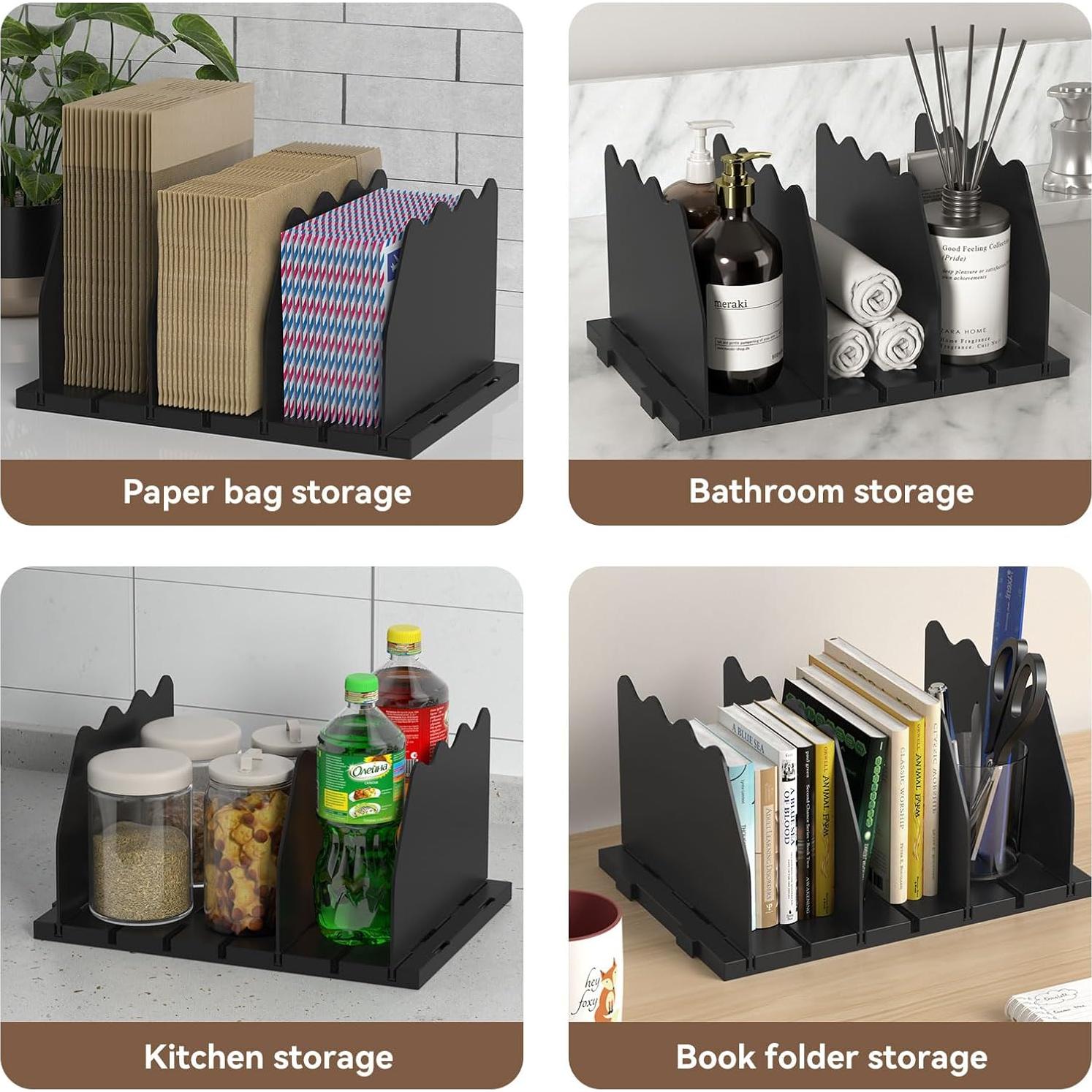 Organizador de Bolsos Ajustables SOYO - Divisores de Estante Negro