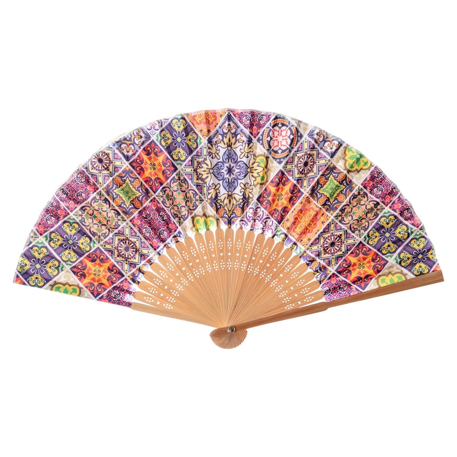 Abanico de Bambú Salutto 23cm Patrón Flamenco Esmaltado