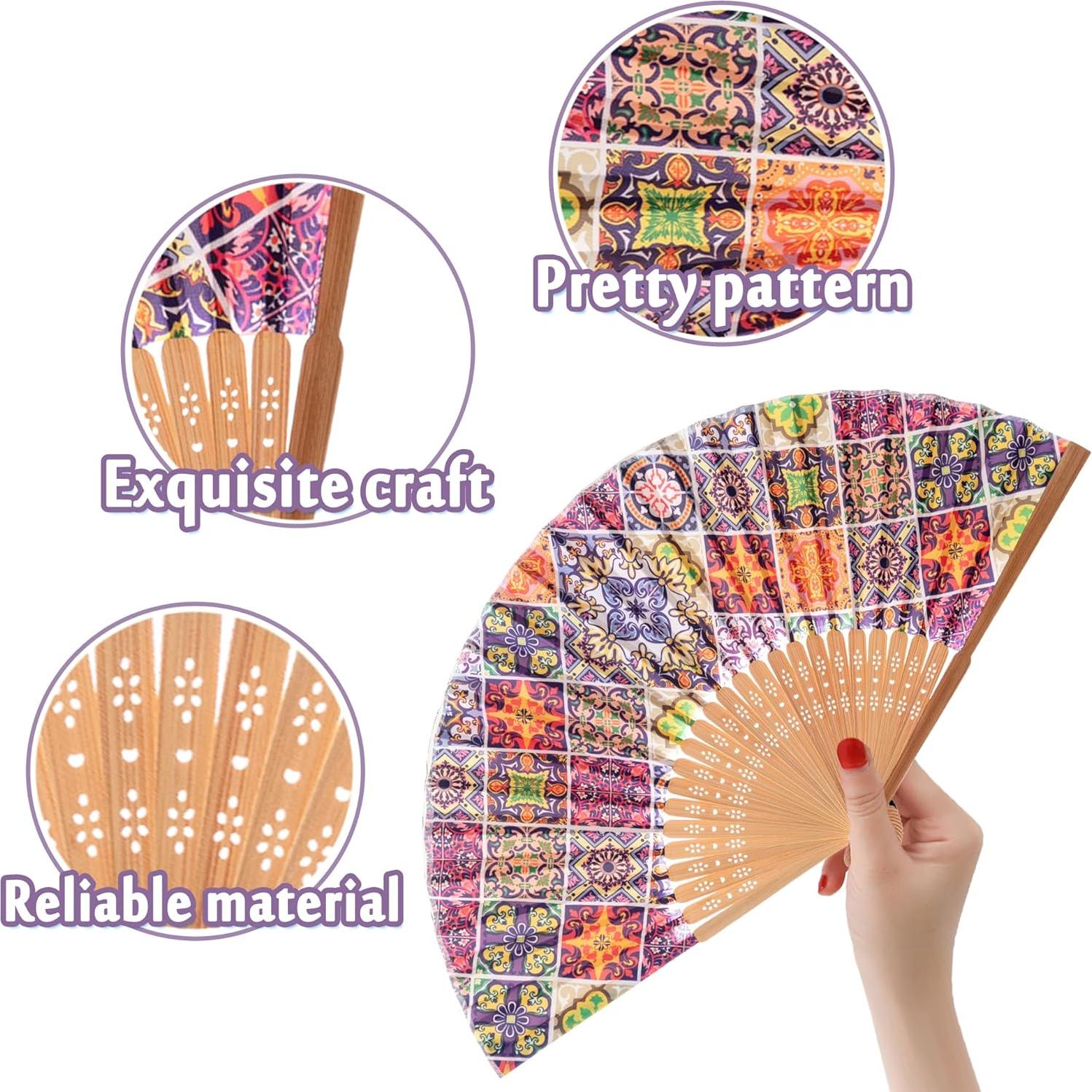 Abanico de Bambú Salutto 23cm Patrón Flamenco Esmaltado