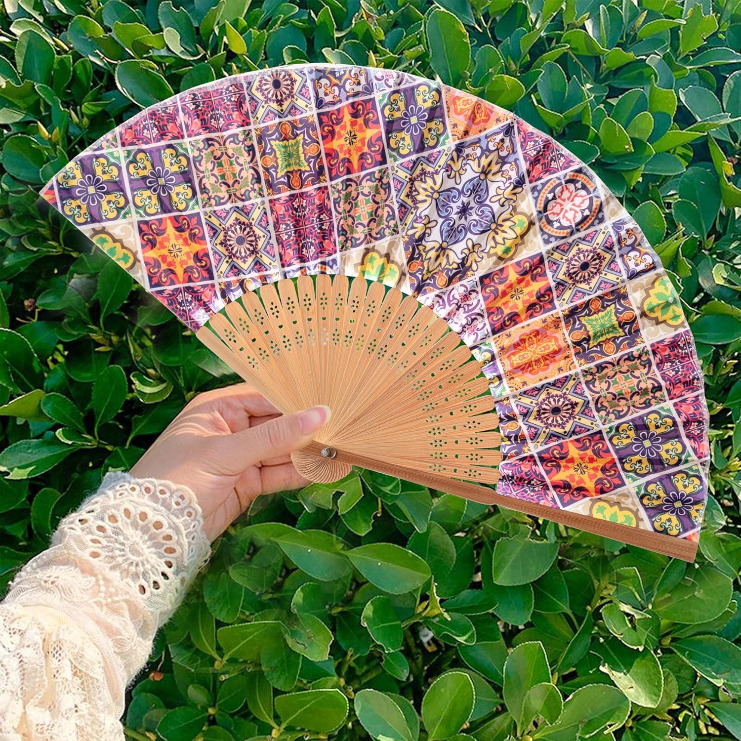 Abanico de Bambú Salutto 23cm Patrón Flamenco Esmaltado