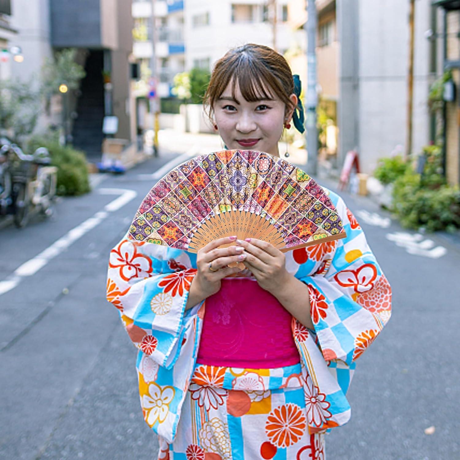 Abanico de Bambú Salutto 23cm Patrón Flamenco Esmaltado