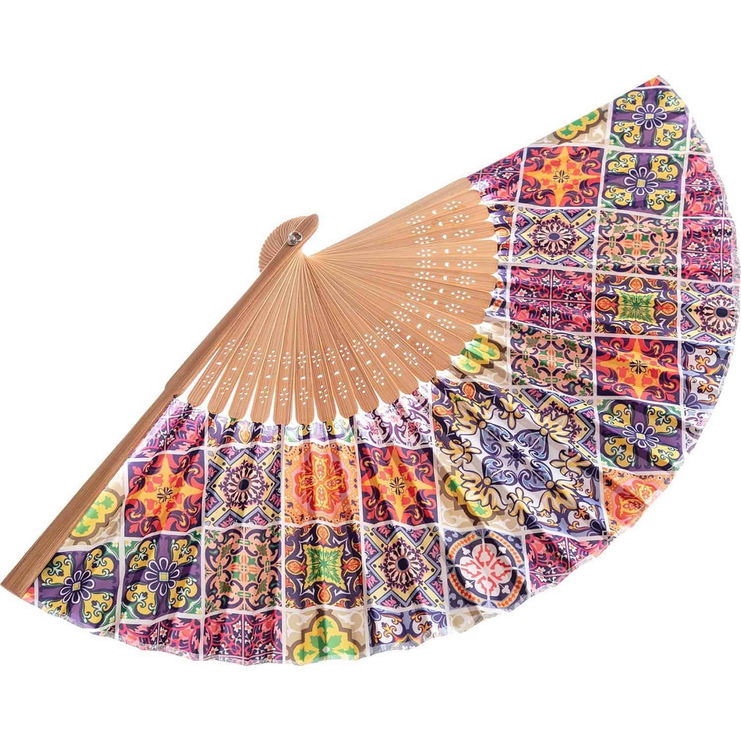 Abanico de Bambú Salutto 23cm Patrón Flamenco Esmaltado