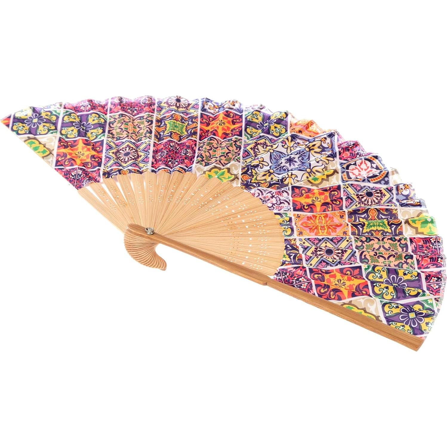 Abanico de Bambú Salutto 23cm Patrón Flamenco Esmaltado