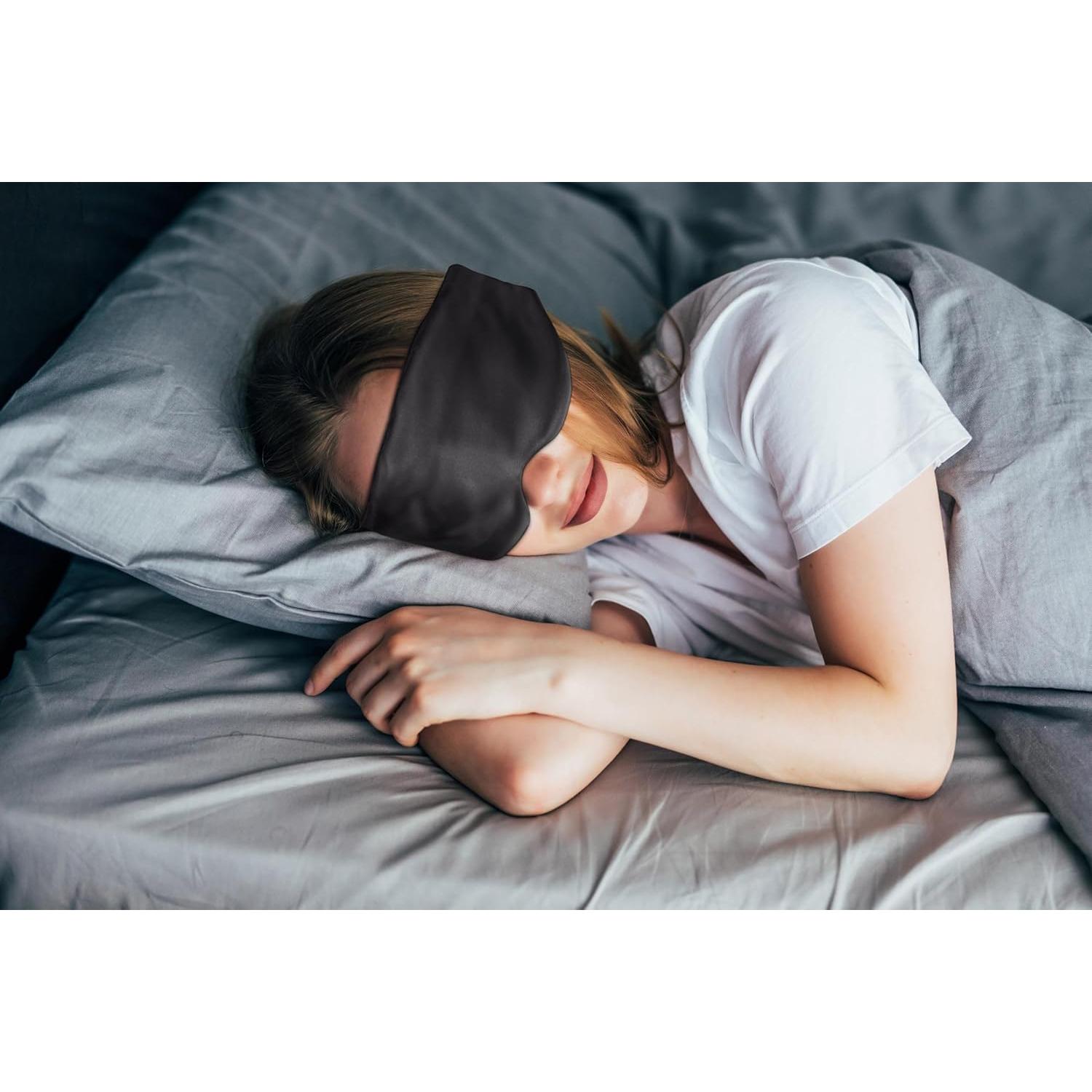 Máscara de Sueño de Seda Negra Albatross - Cobertura Total