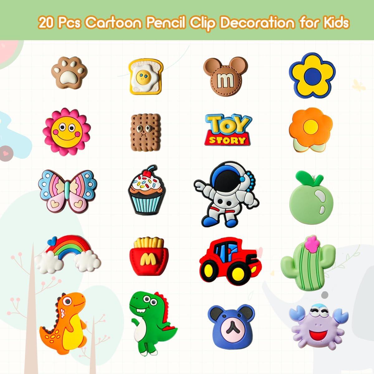 20 Adornos para Lápices Juszok PVC Suave Diversión Escolar