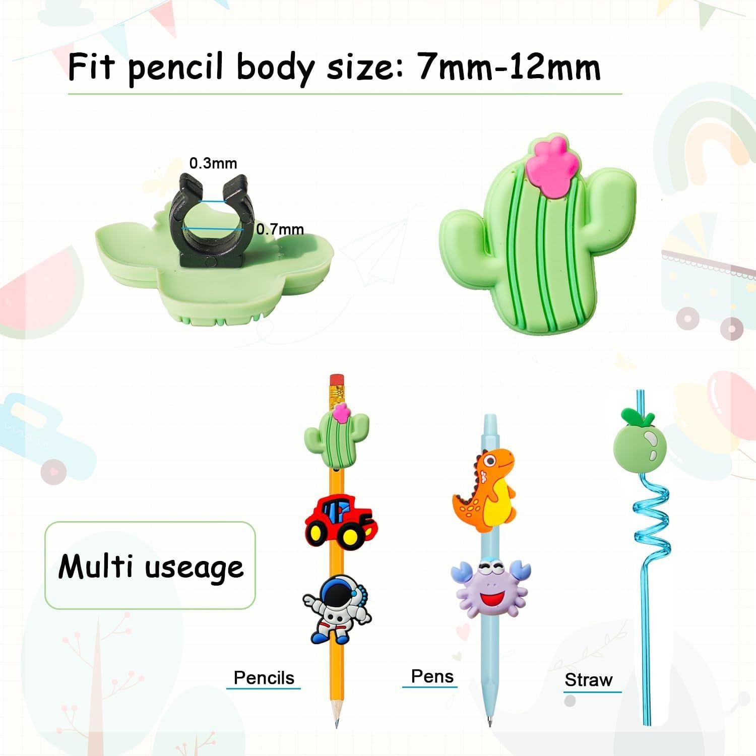 20 Adornos para Lápices Juszok PVC Suave Diversión Escolar