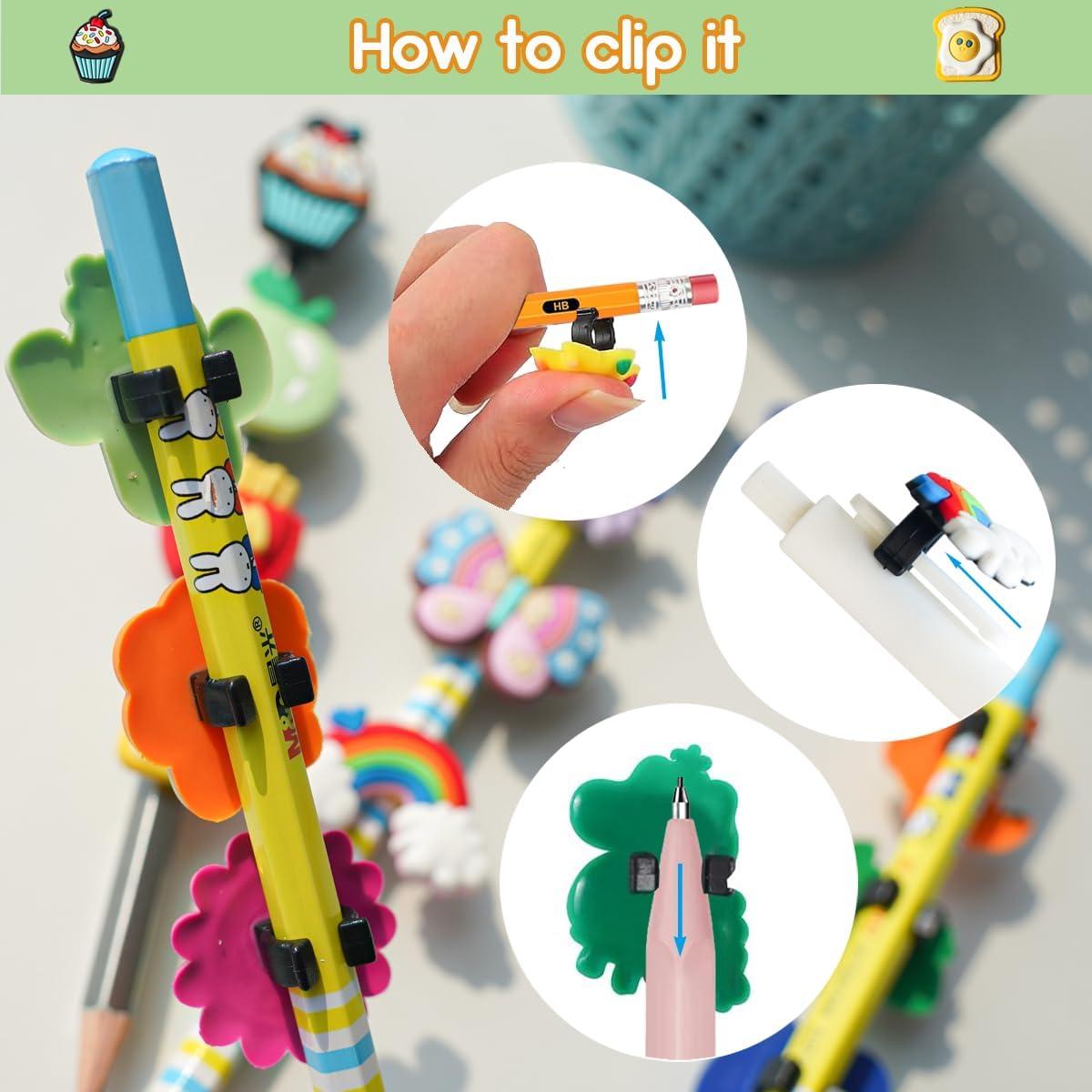 20 Adornos para Lápices Juszok PVC Suave Diversión Escolar