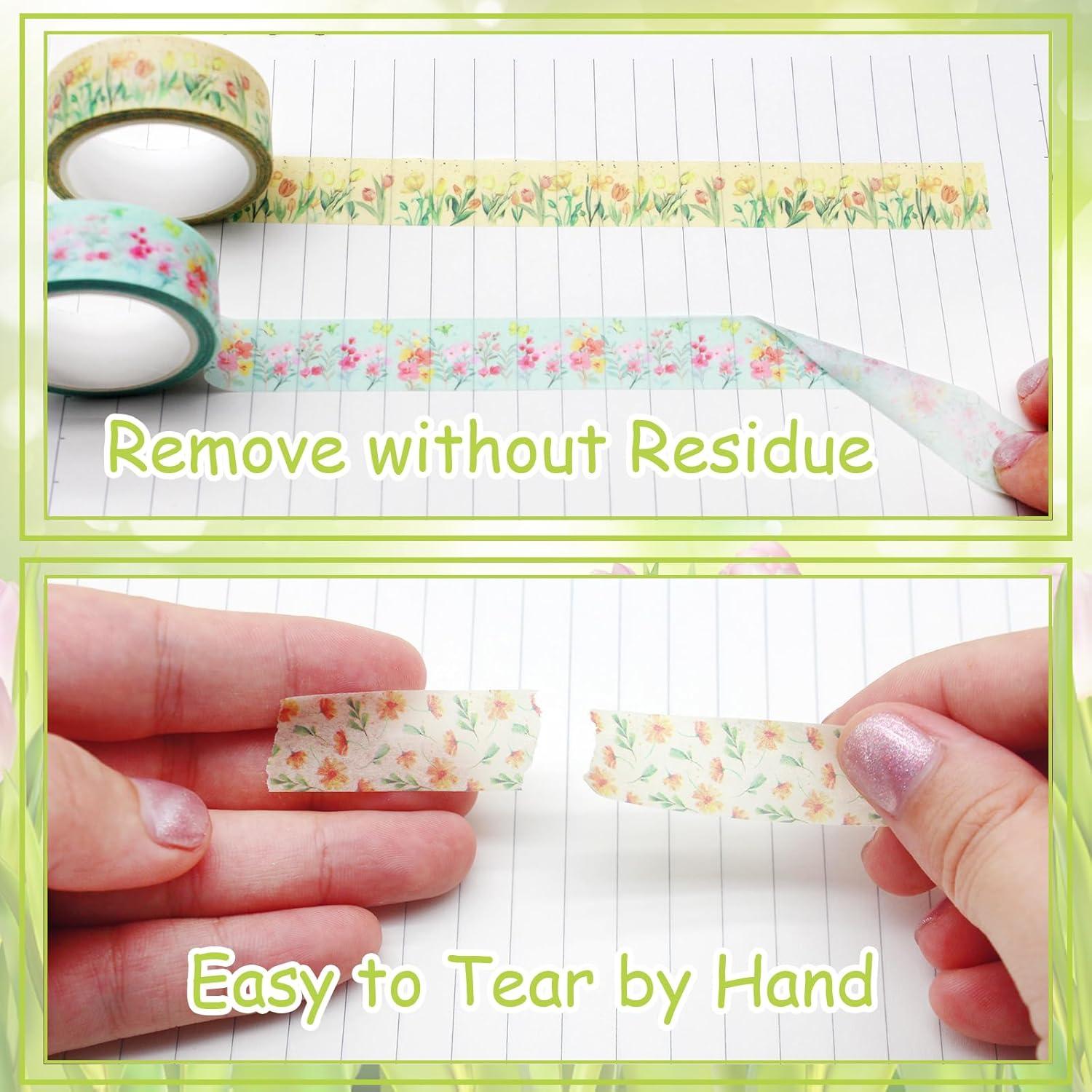 Cinta Washi Floral Benvo 12 Rollos 15 mm x 5 m Decorativa