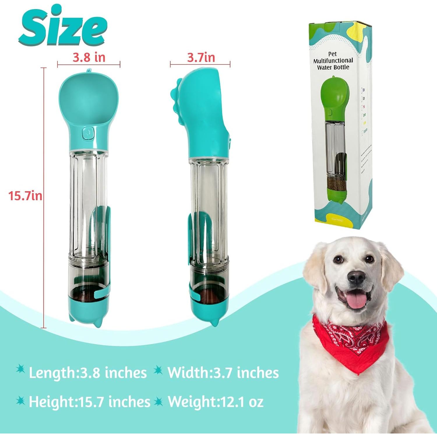 Botella de Agua Portátil para Perros Verabe 350ml Azul Lago