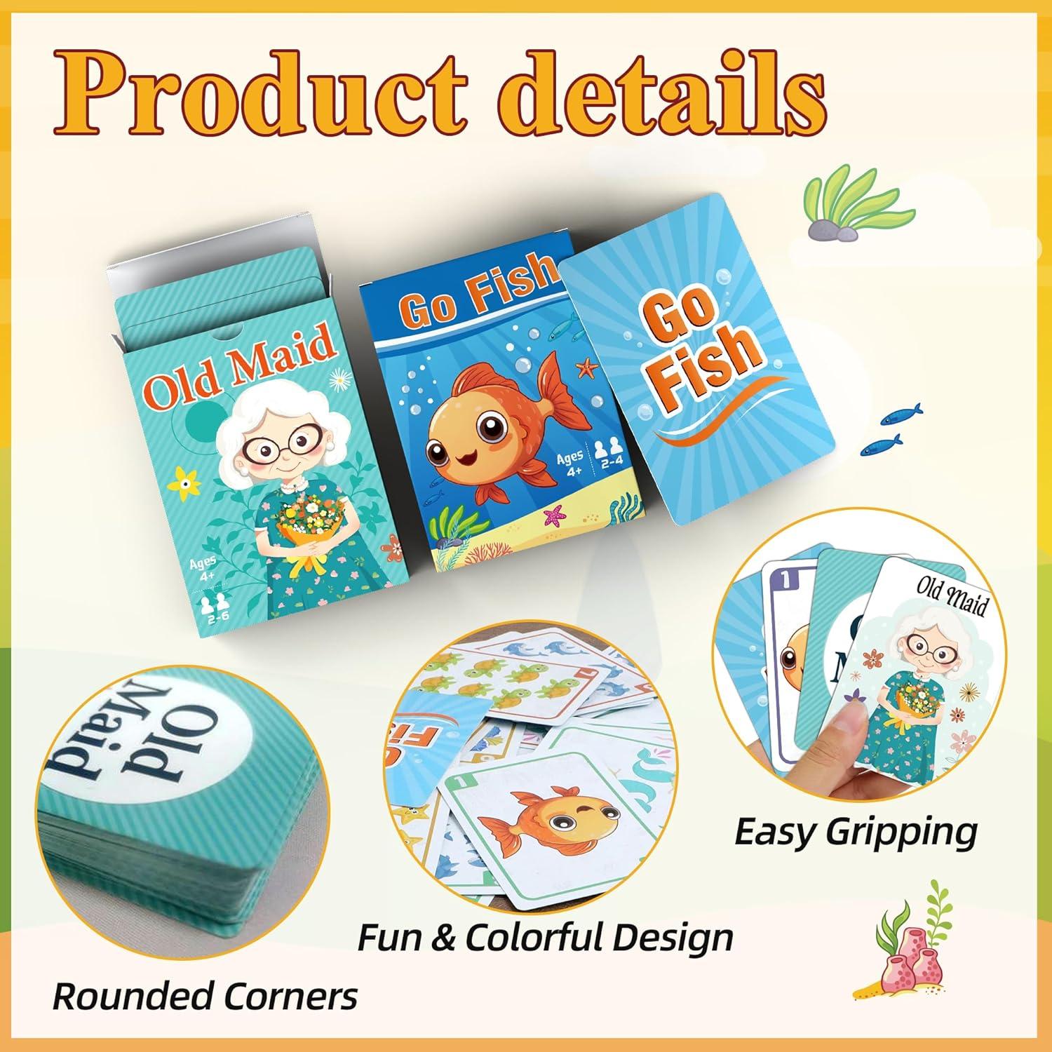 Juegos de Cartas Etyishe Ve a Pescar y Vieja Doncella para Niños