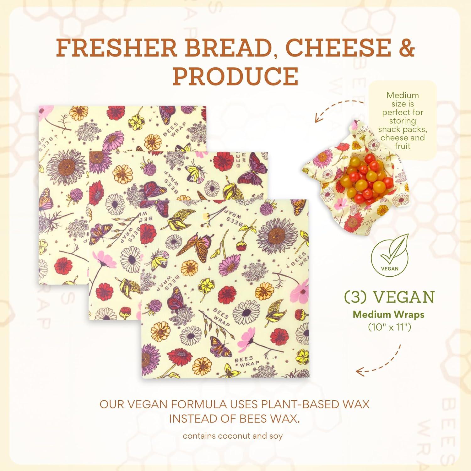 Envolturas Veganas de Cera de Abeja Envoltura de Abeja 3 Medianas 25.4x27.9cm