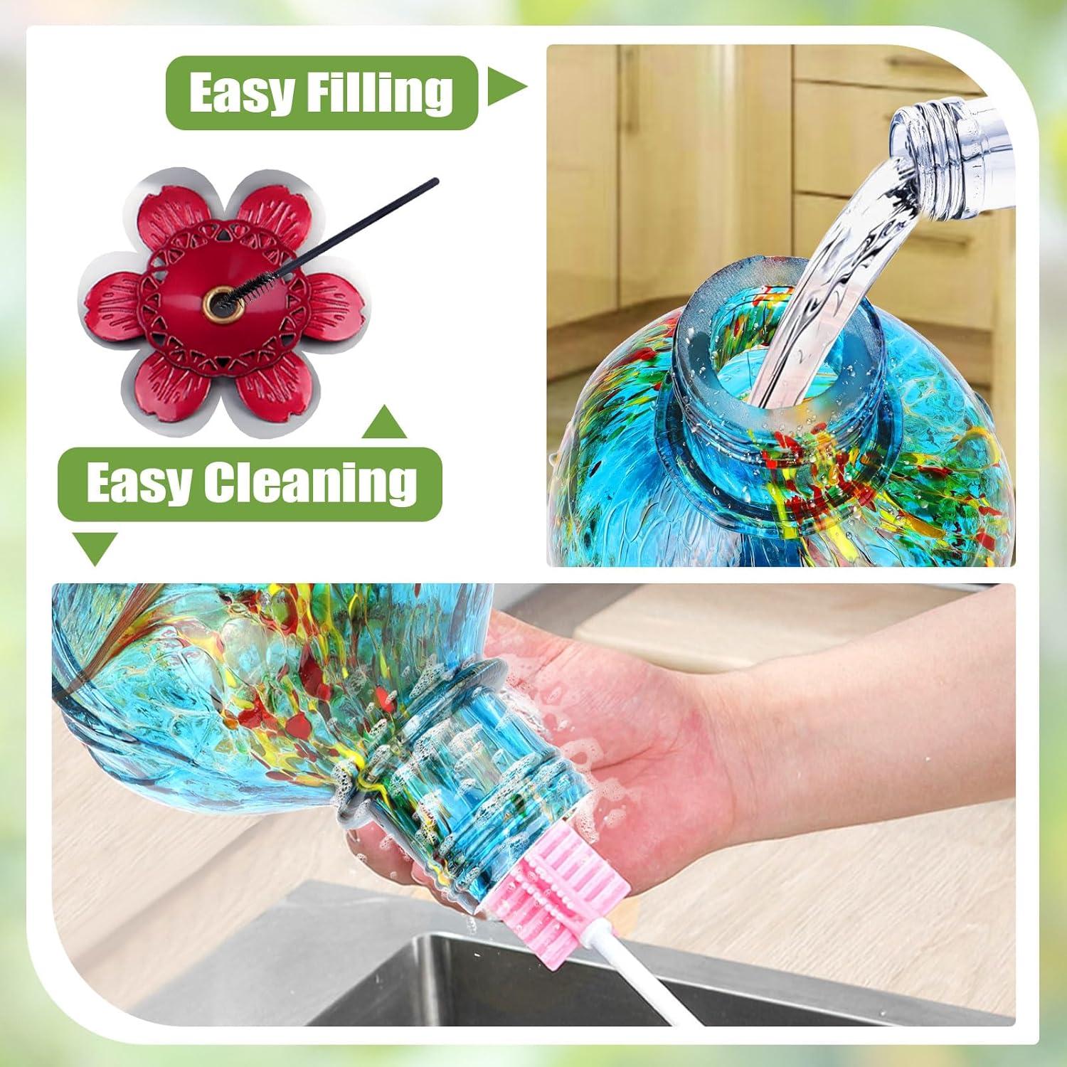 Alimentador de Colibrí BOLITE 22 oz Vidrio Soplado Azul