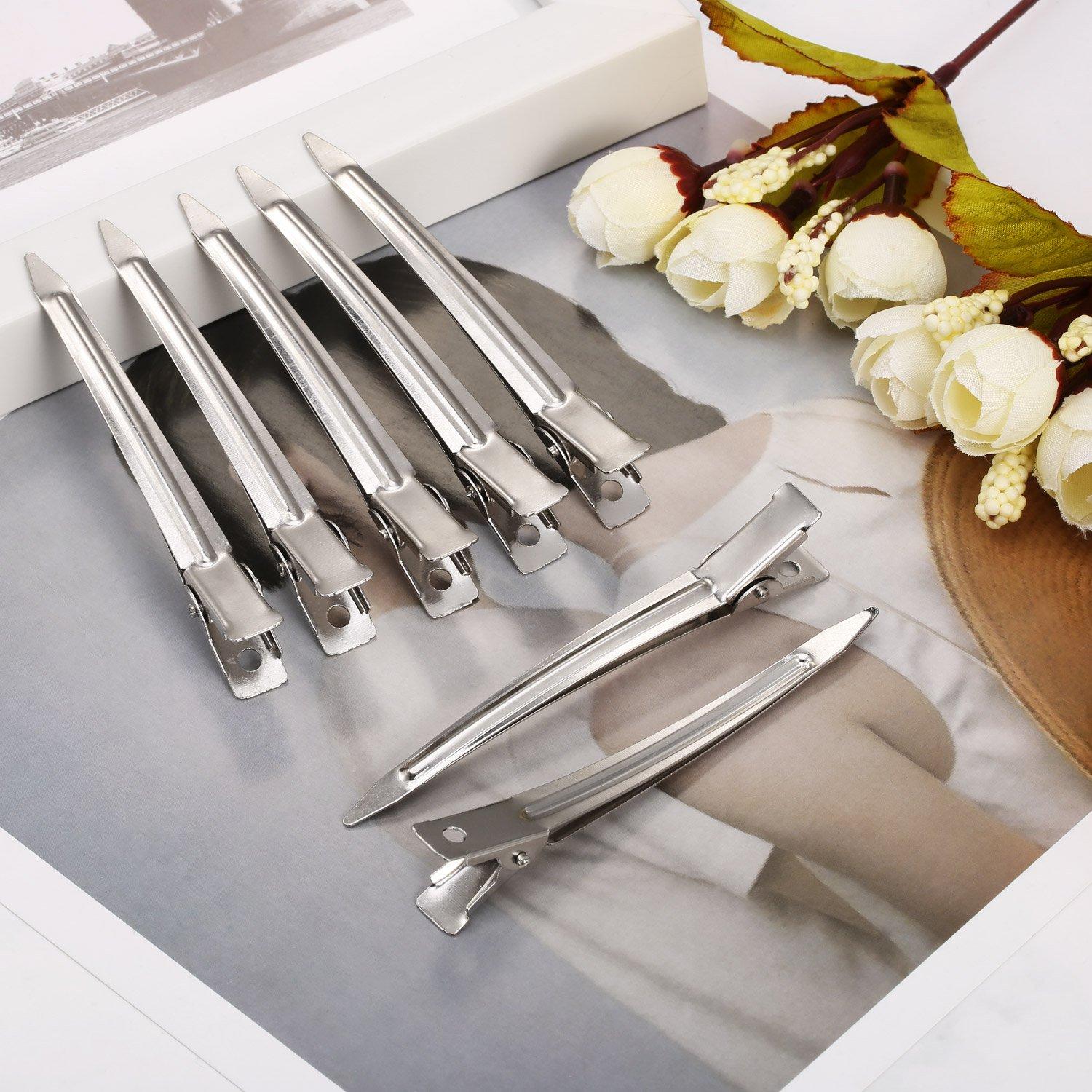 Clips de Pelo de Pico de Pato Hicarer - 24 Piezas 9 cm Plata