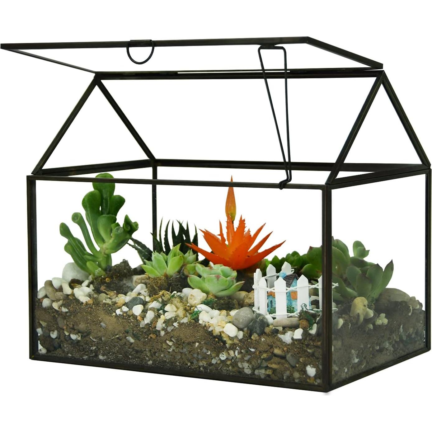 Terrario de Vidrio Grande YIMORENCE 21.9x16x18 cm Negro