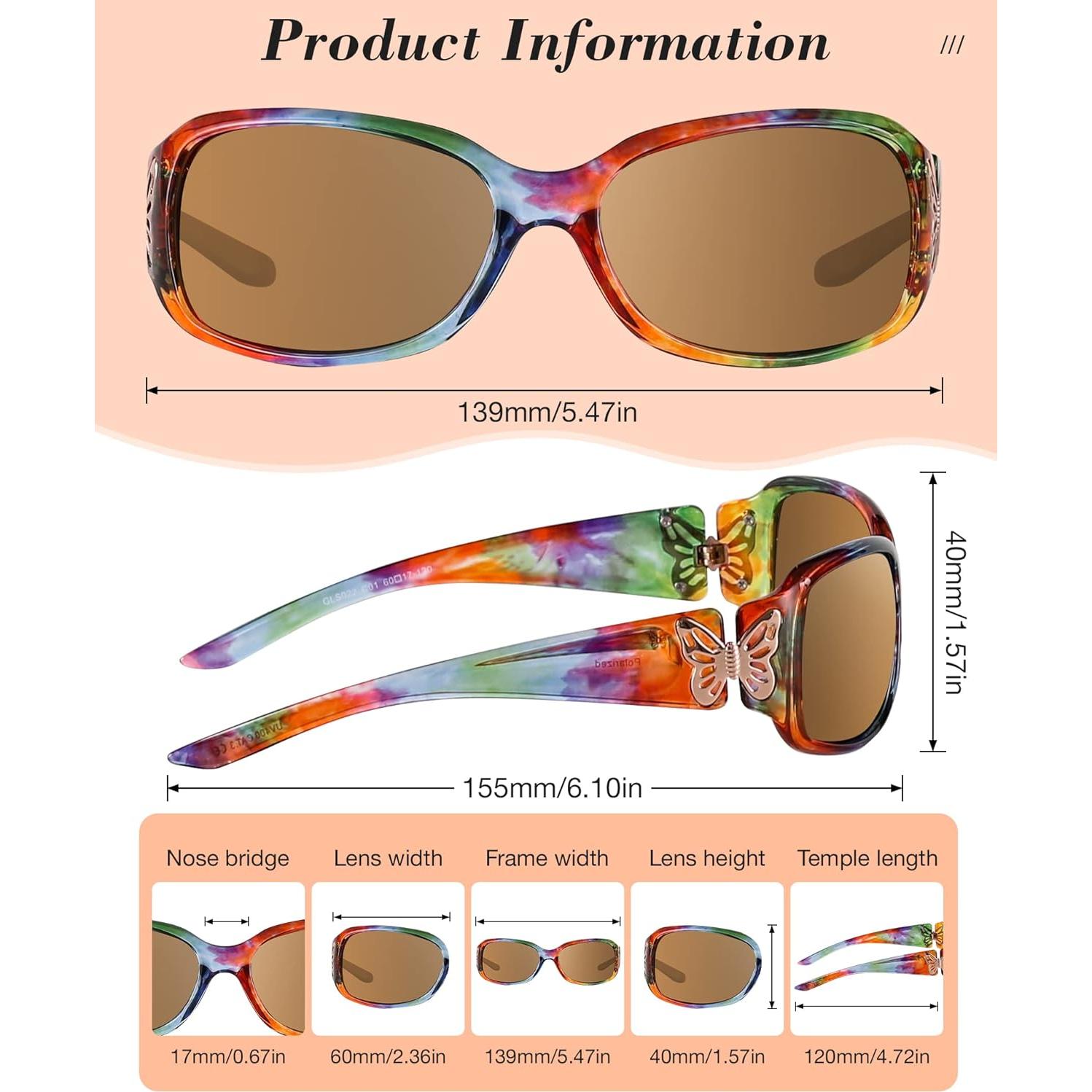 Gafas de sol polarizadas LVIOE para mujeres con diseño de mariposa