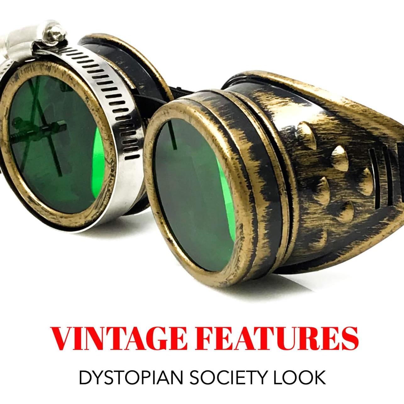 Gafas Steampunk Victoriano Rave Oro Vintage con Lupas